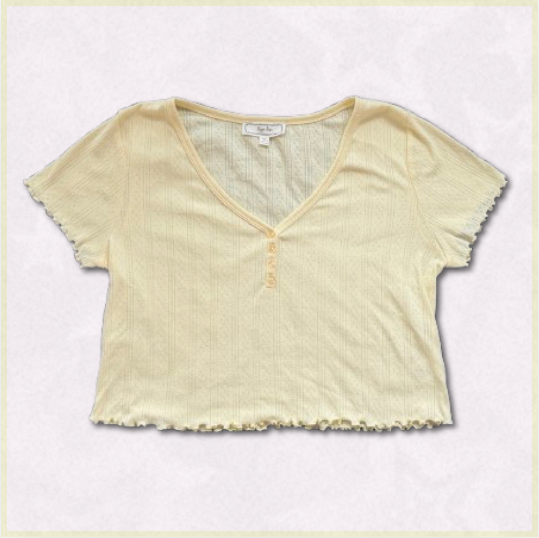 light yellow v-neck top