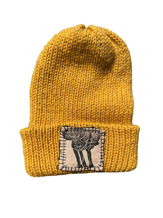 yellow mushroom beanie