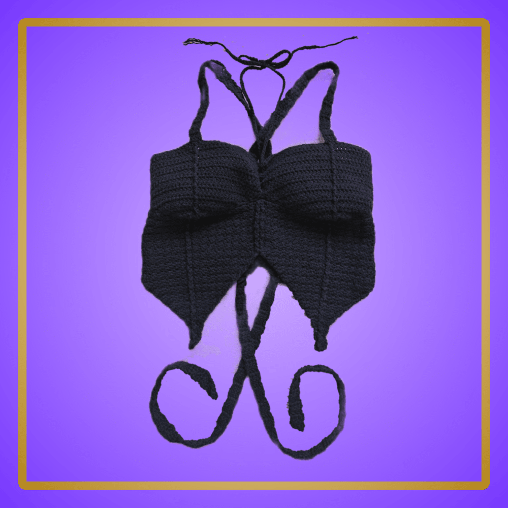 butterfly corset top with corset tie back and neck tie