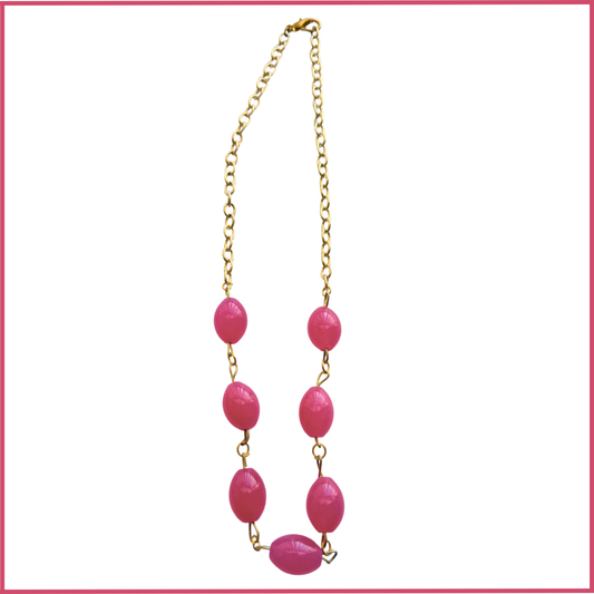 pink and gold beaded necklace