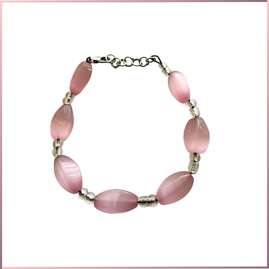 pink and silver bracelet