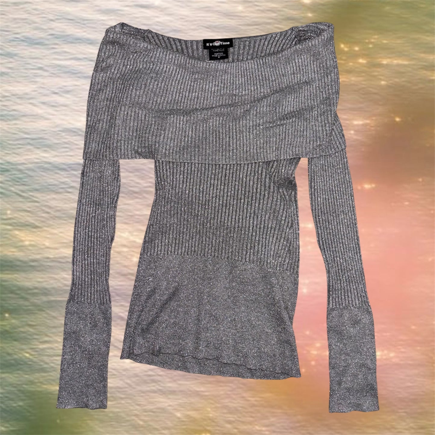 Fold Over Off The Shoulder Long Sleeve Top