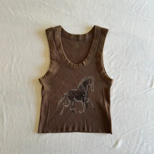 Brown Horse Print Tank