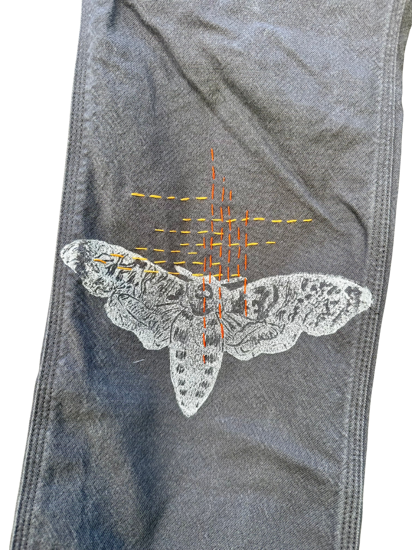 embroidered grey carhartt pants