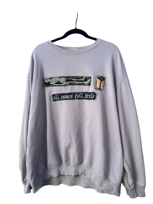 women's h&m crewneck with embroidered patches