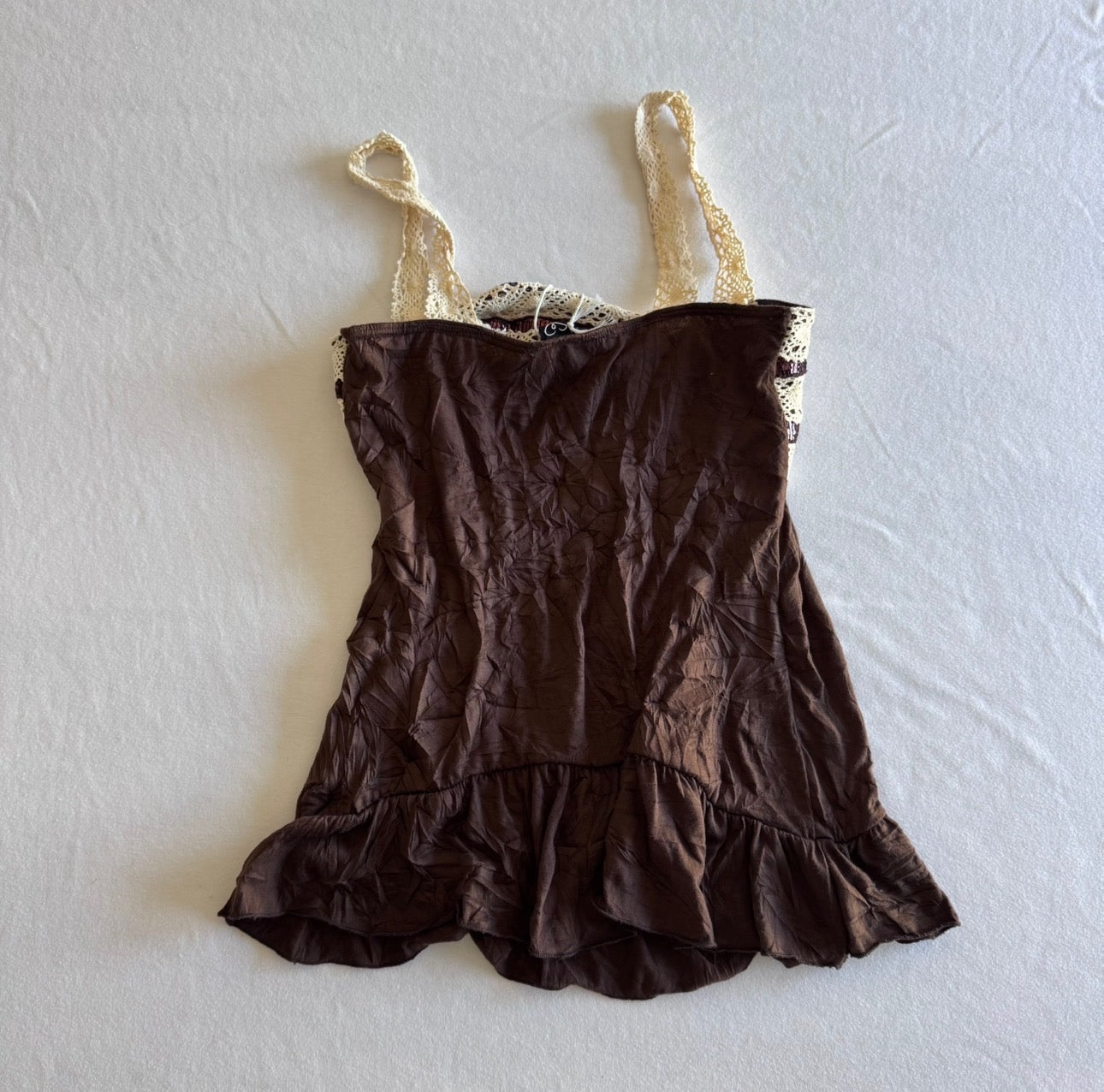 Lace Brown Ruffle Top