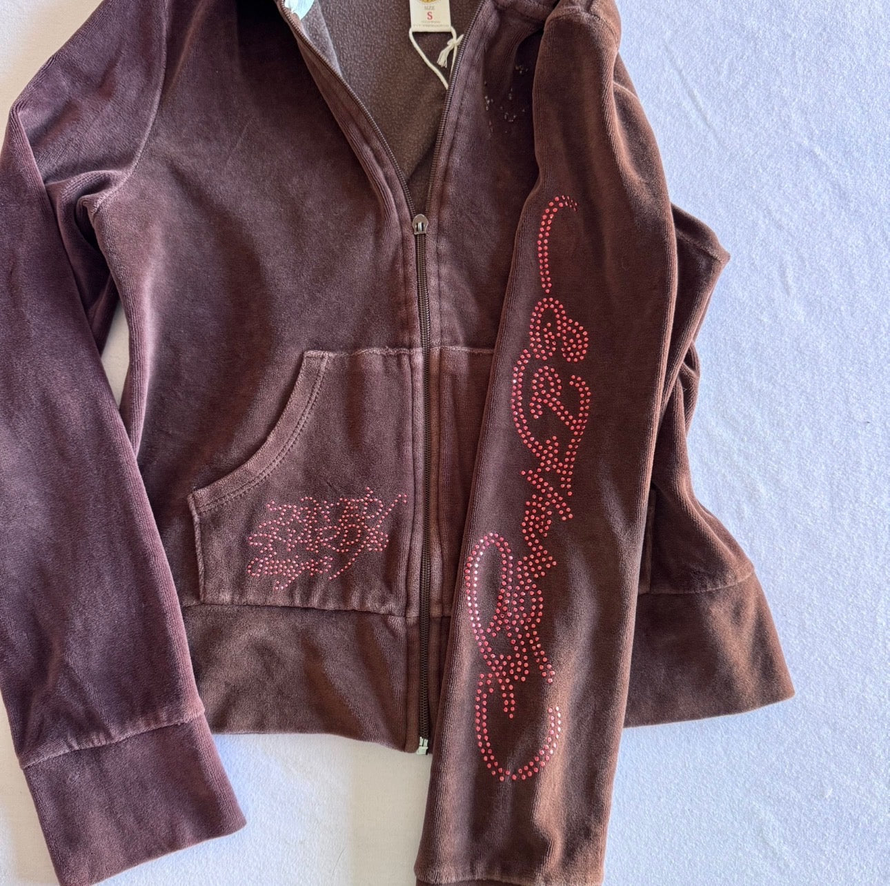 Ed Hardy Brown Velour Bedazzled Jacket