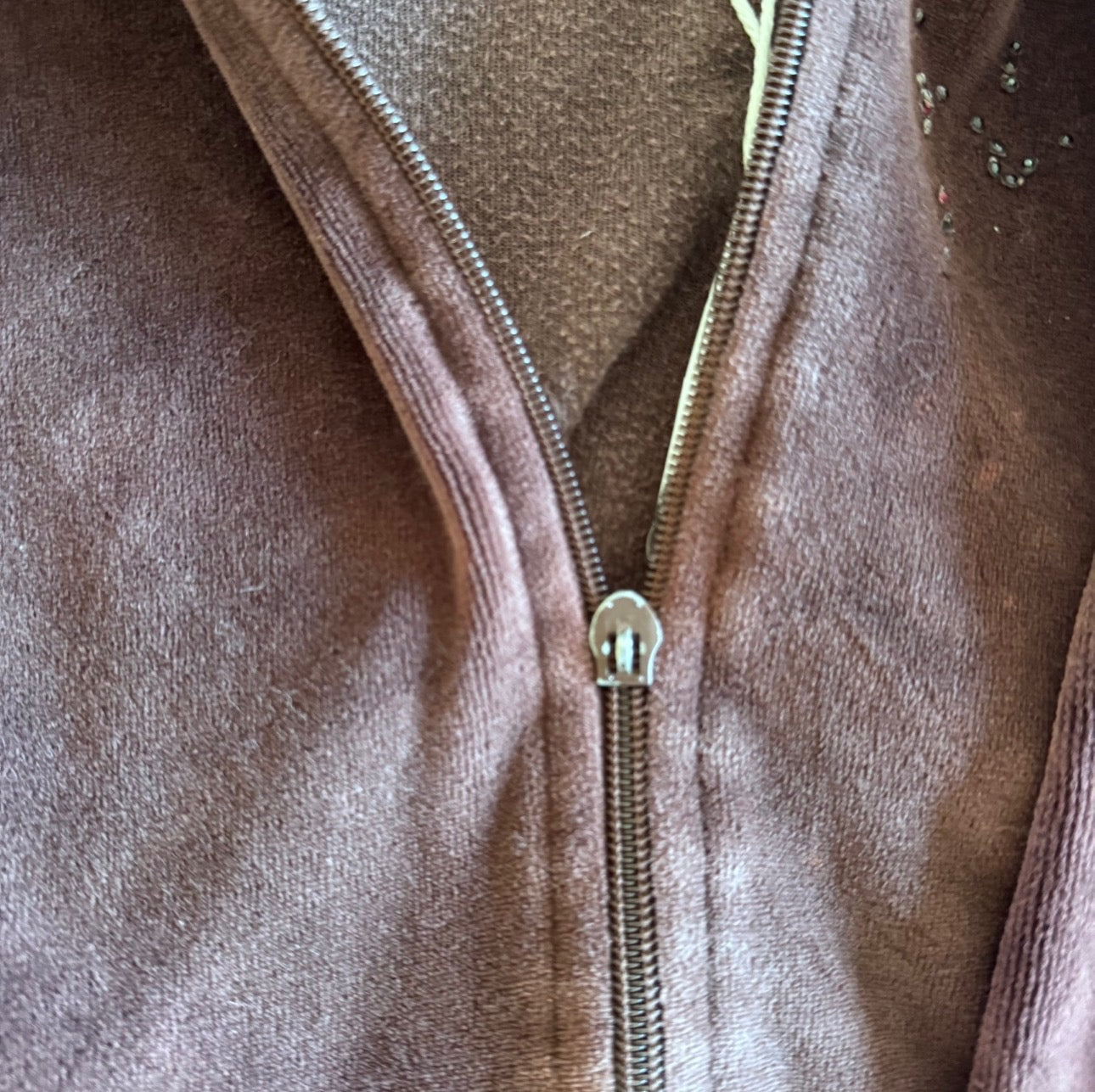Ed Hardy Brown Velour Bedazzled Jacket