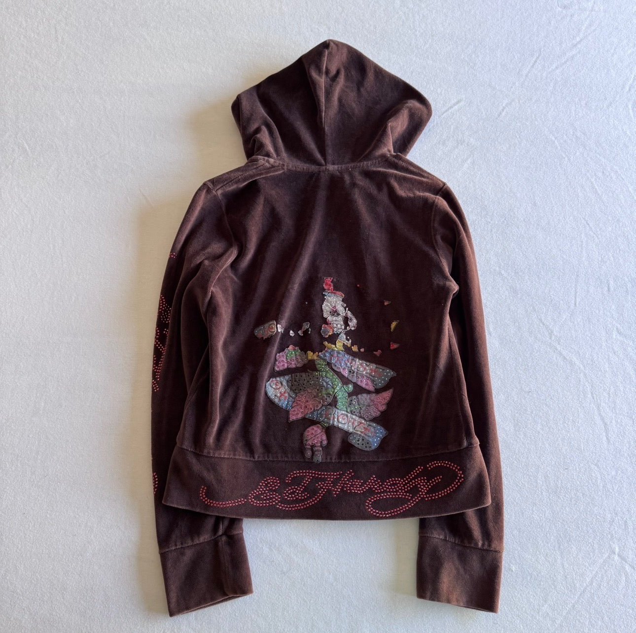 Ed Hardy Brown Velour Bedazzled Jacket