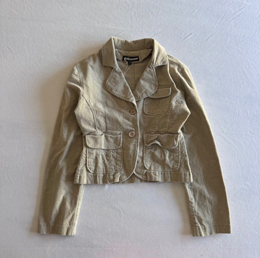 Beige Corduroy Button Up Blazer