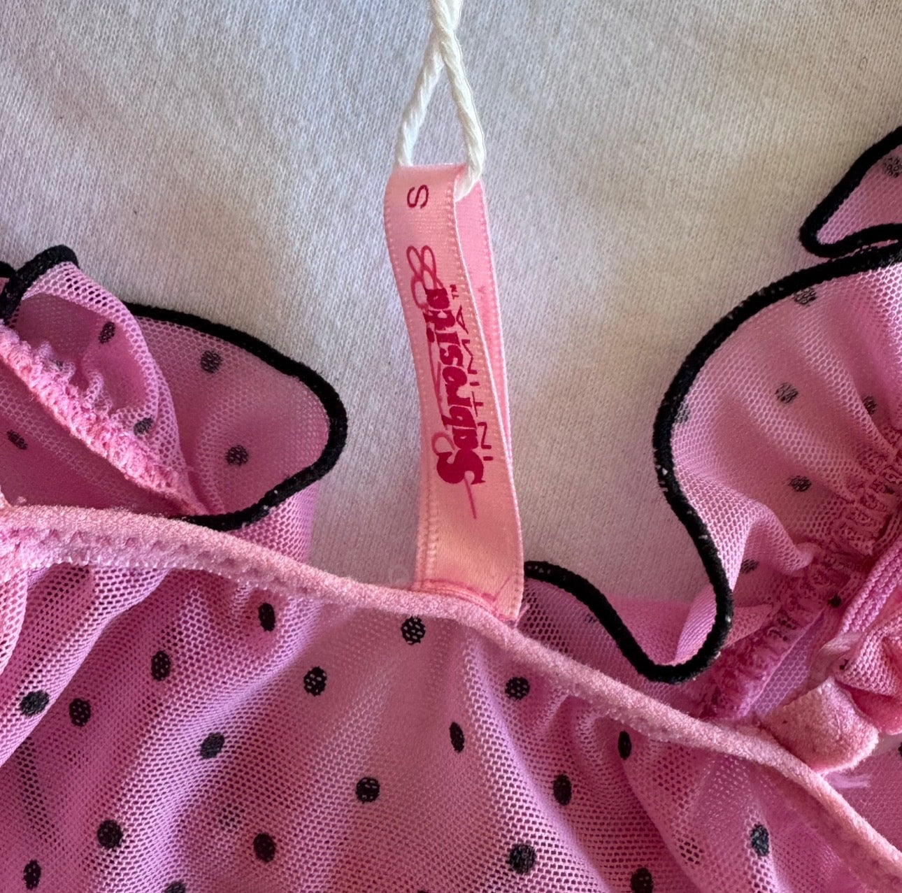 Pink Polka Dot Rosette Cami Top