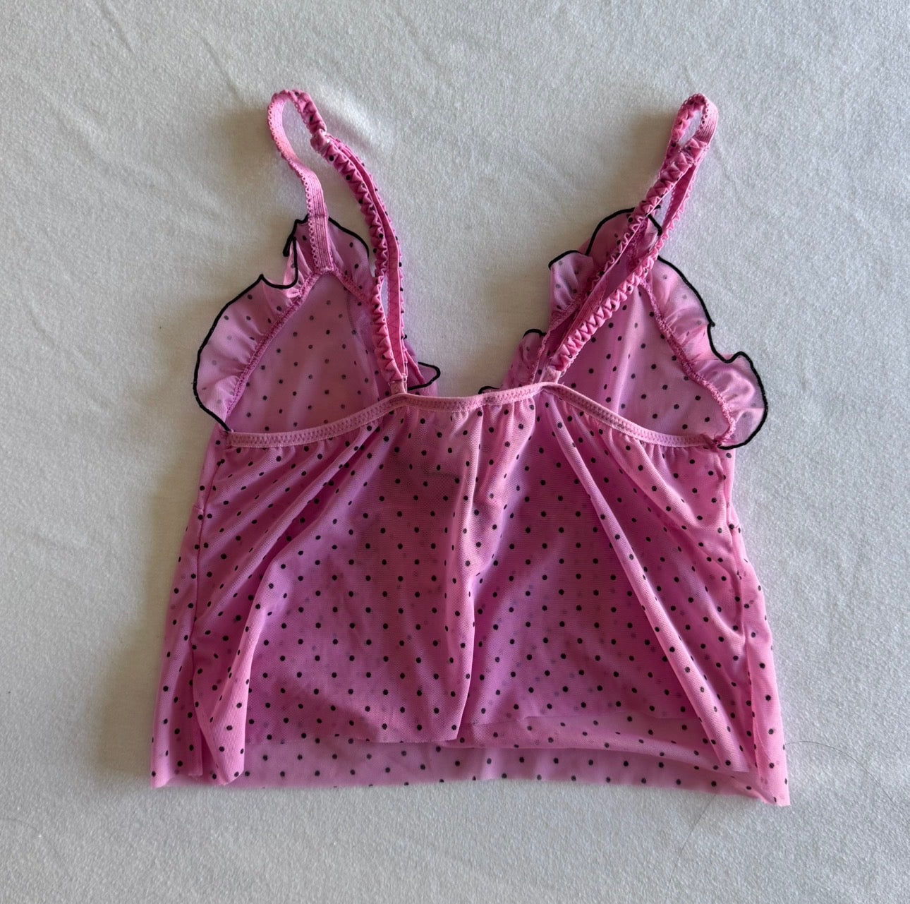 Pink Polka Dot Rosette Cami Top