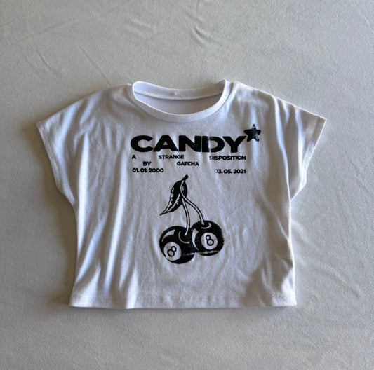 White Candy Graphic Cropped Tee