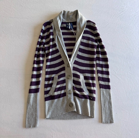 Purple & Grey Striped Cardigan