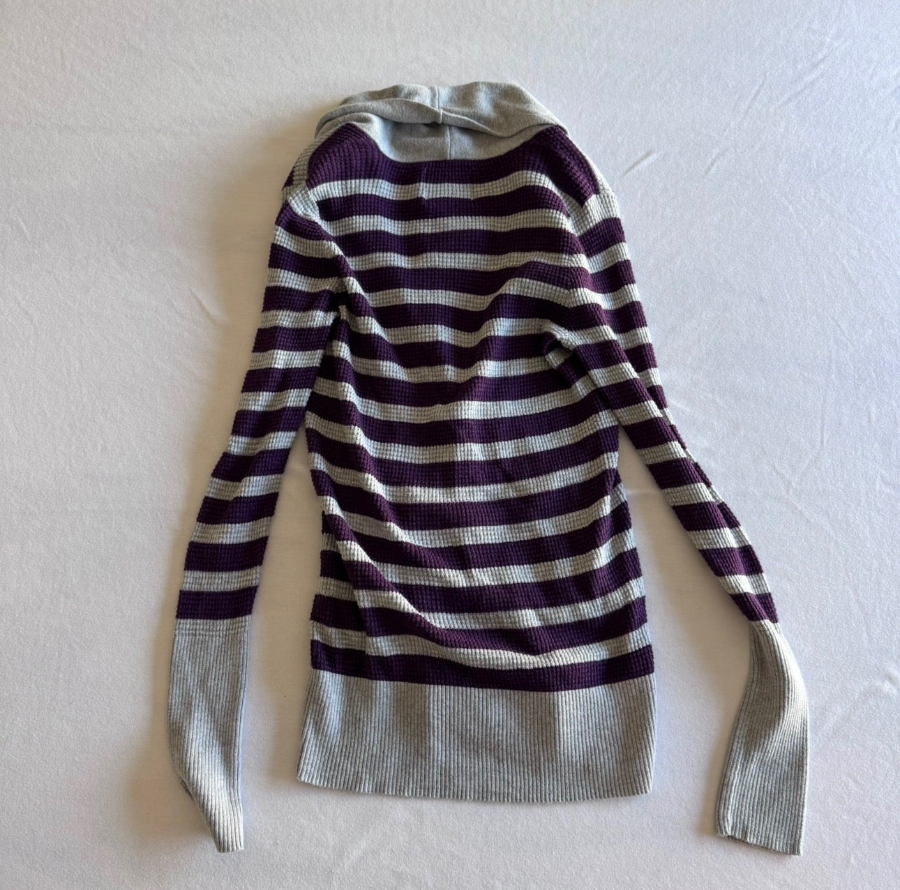 Purple & Grey Striped Cardigan
