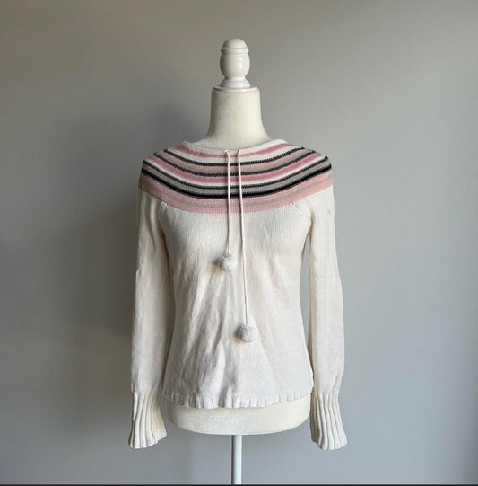 Pink & White Pom Pom Sweater