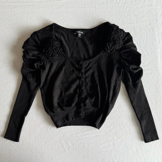 BEBE Rosette Black Cardigan