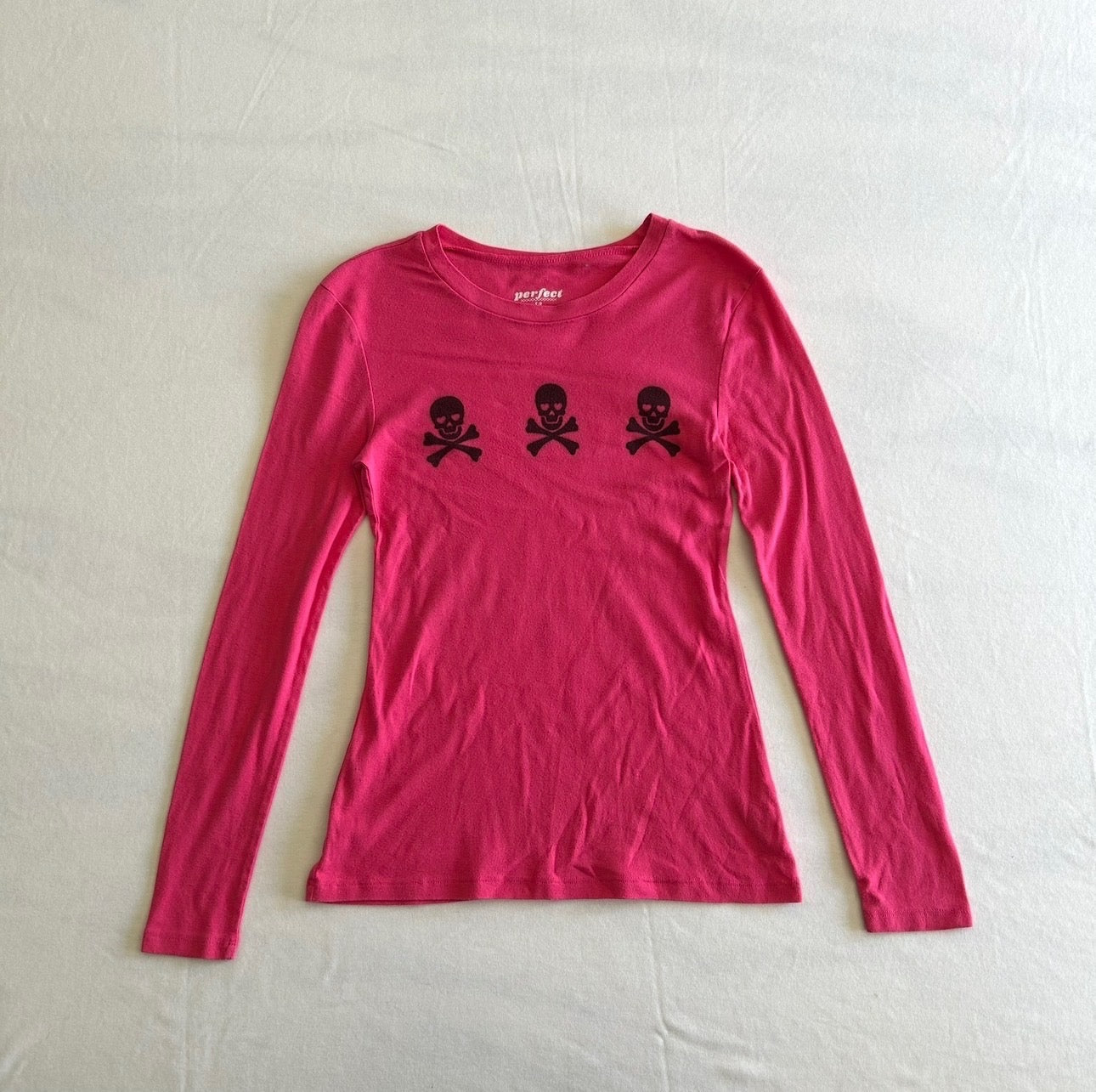 Pink Skull Long Sleeve Tee