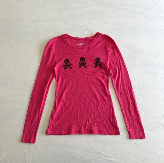 Pink Skull Long Sleeve Tee