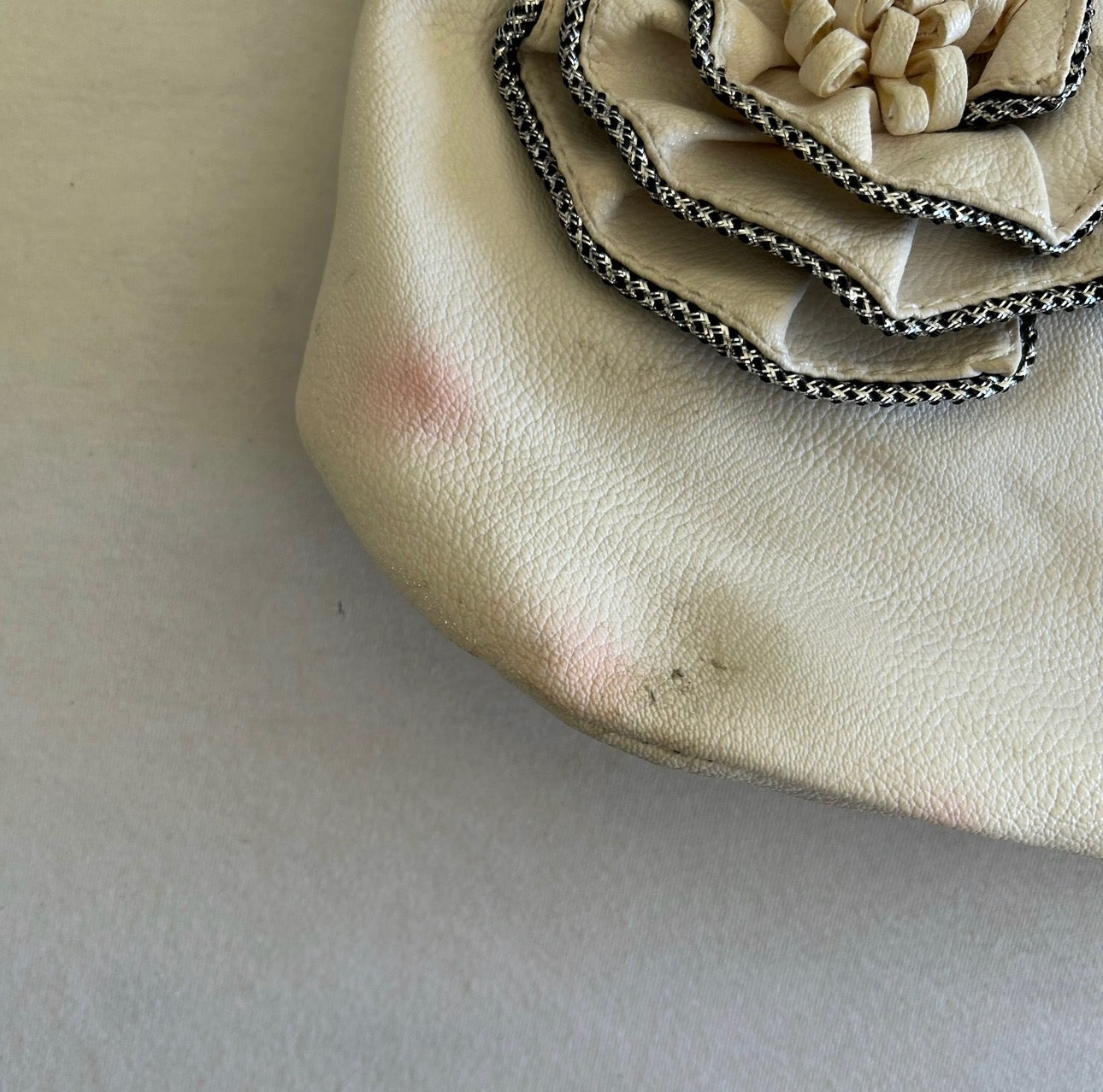 White Faux Leather Floral Oversized Purse