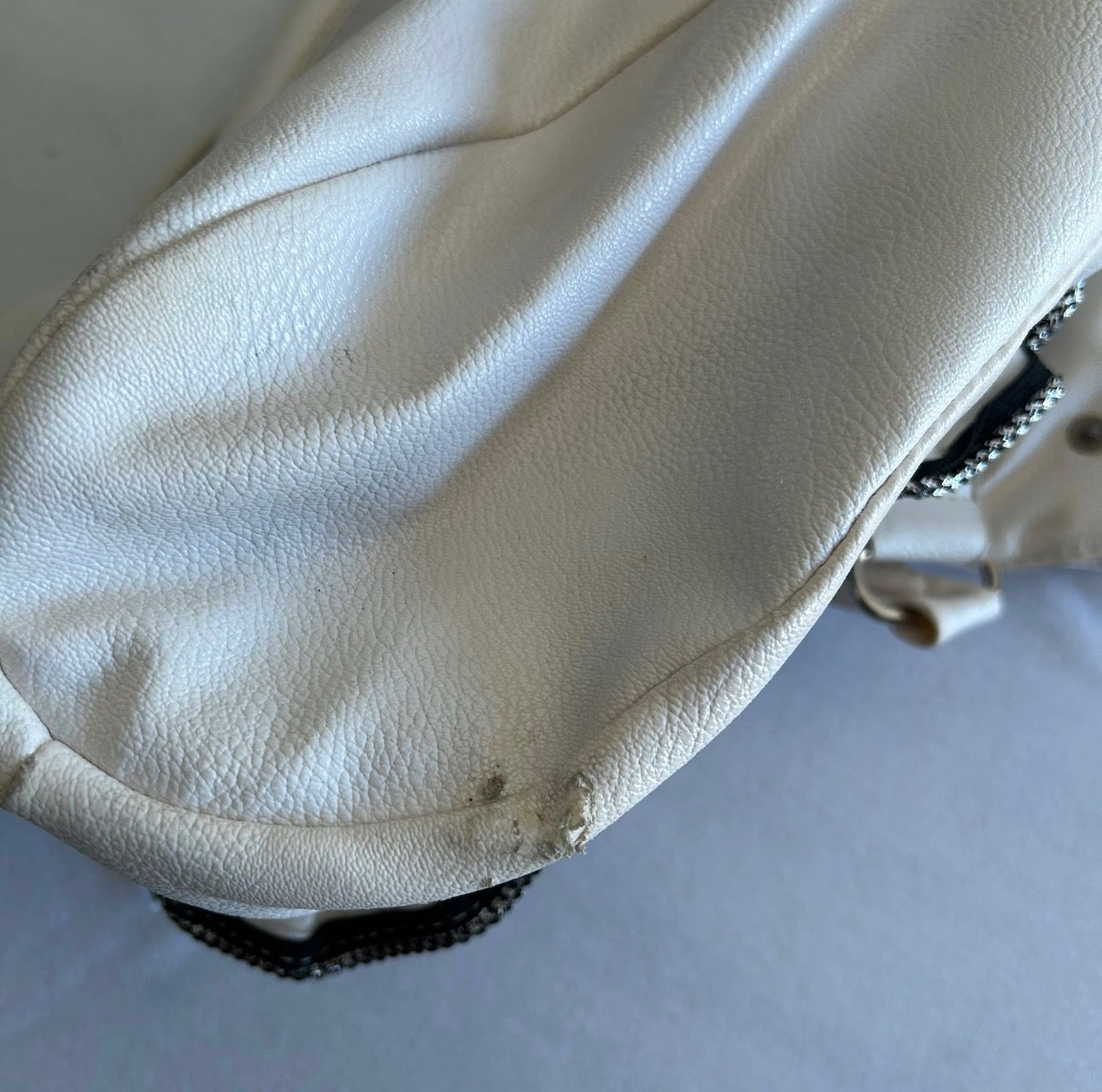 White Faux Leather Floral Oversized Purse