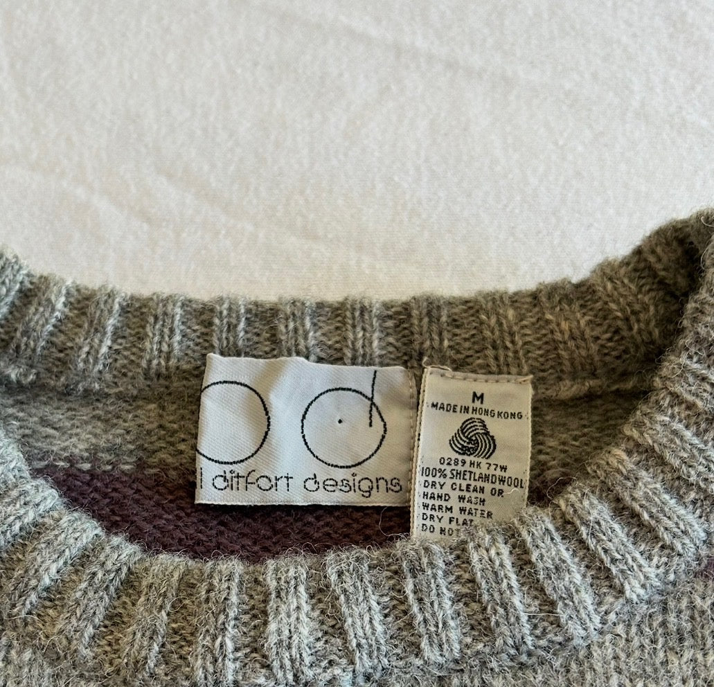 Purple & Gray Striped Wool Sweater