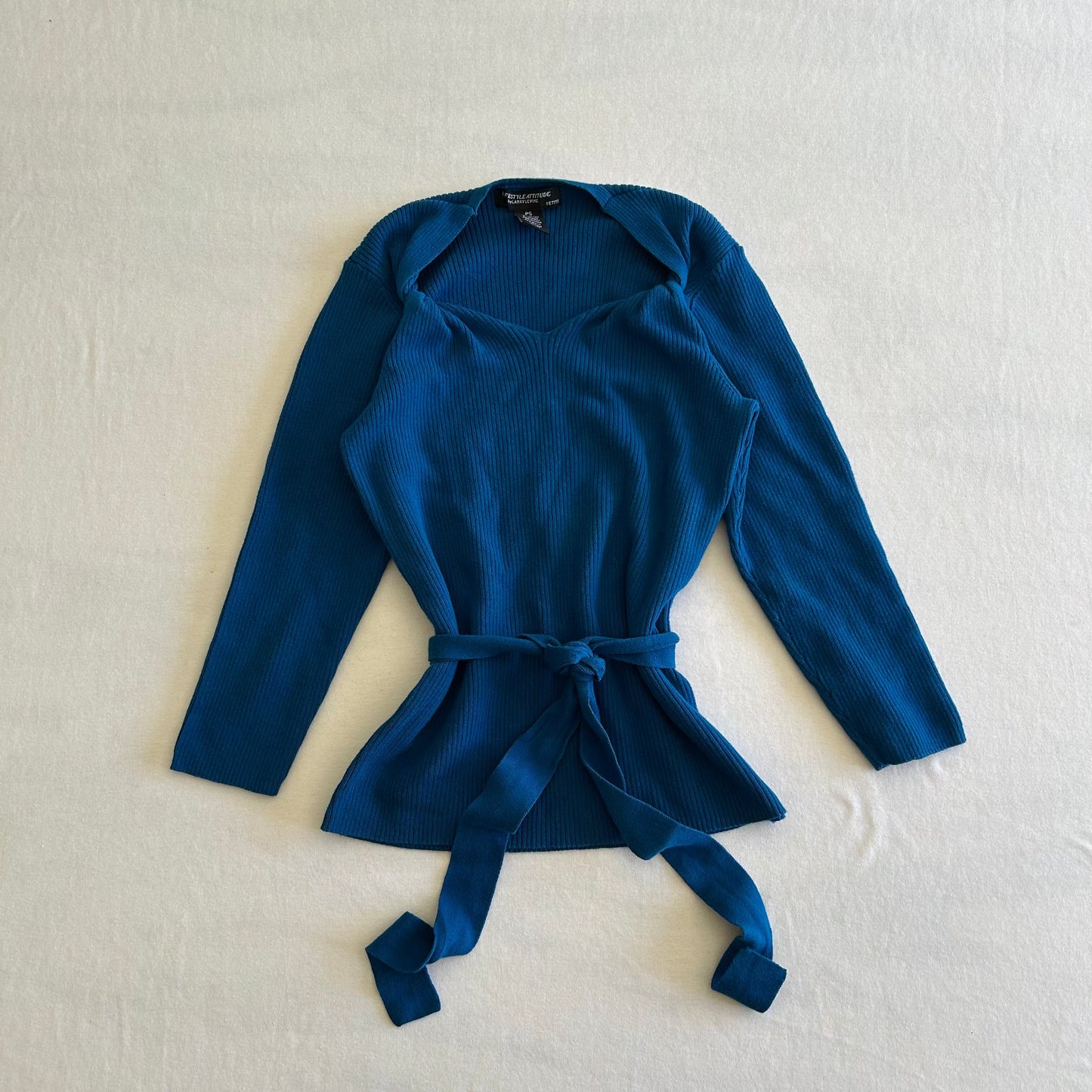 Blue Knit Tie Top