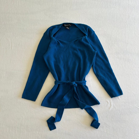 Blue Knit Tie Top