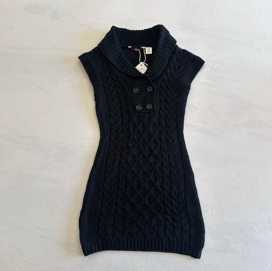 Black Knit Button Dress