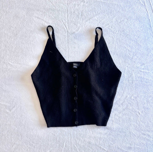 Black Knit Button Up Tank