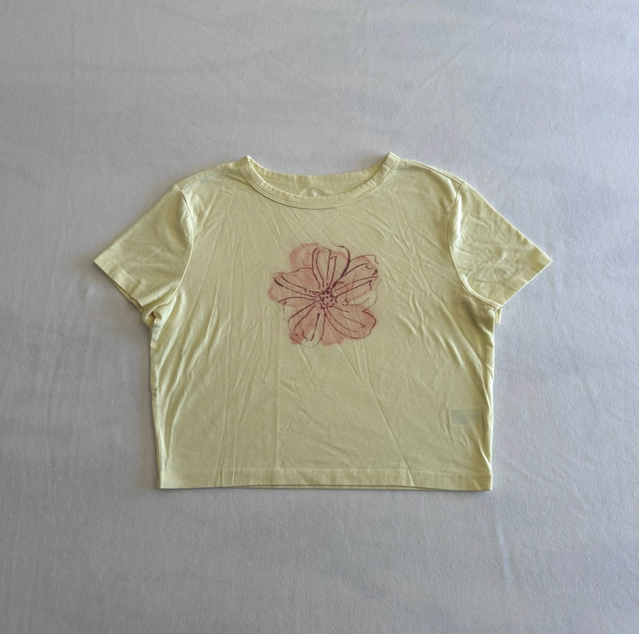 Yellow Flower Print Baby Tee