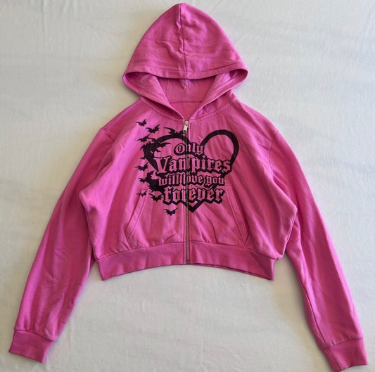 Pink Vampire Crop Hoodie