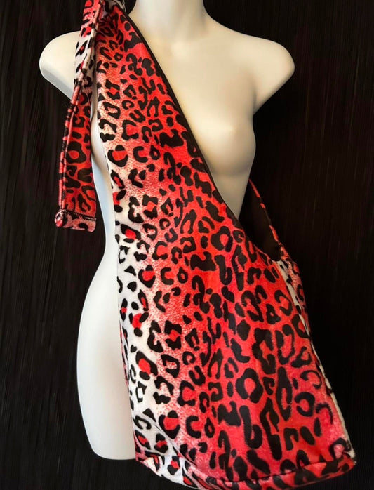 3PM Red Leopard Faux Fur Adjustable Bag