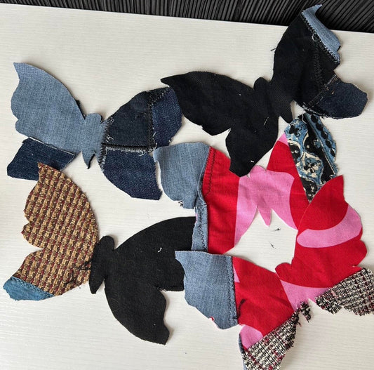 Custom 1/1 Whimsical Large Patchwork Butterfly Scrap Patches