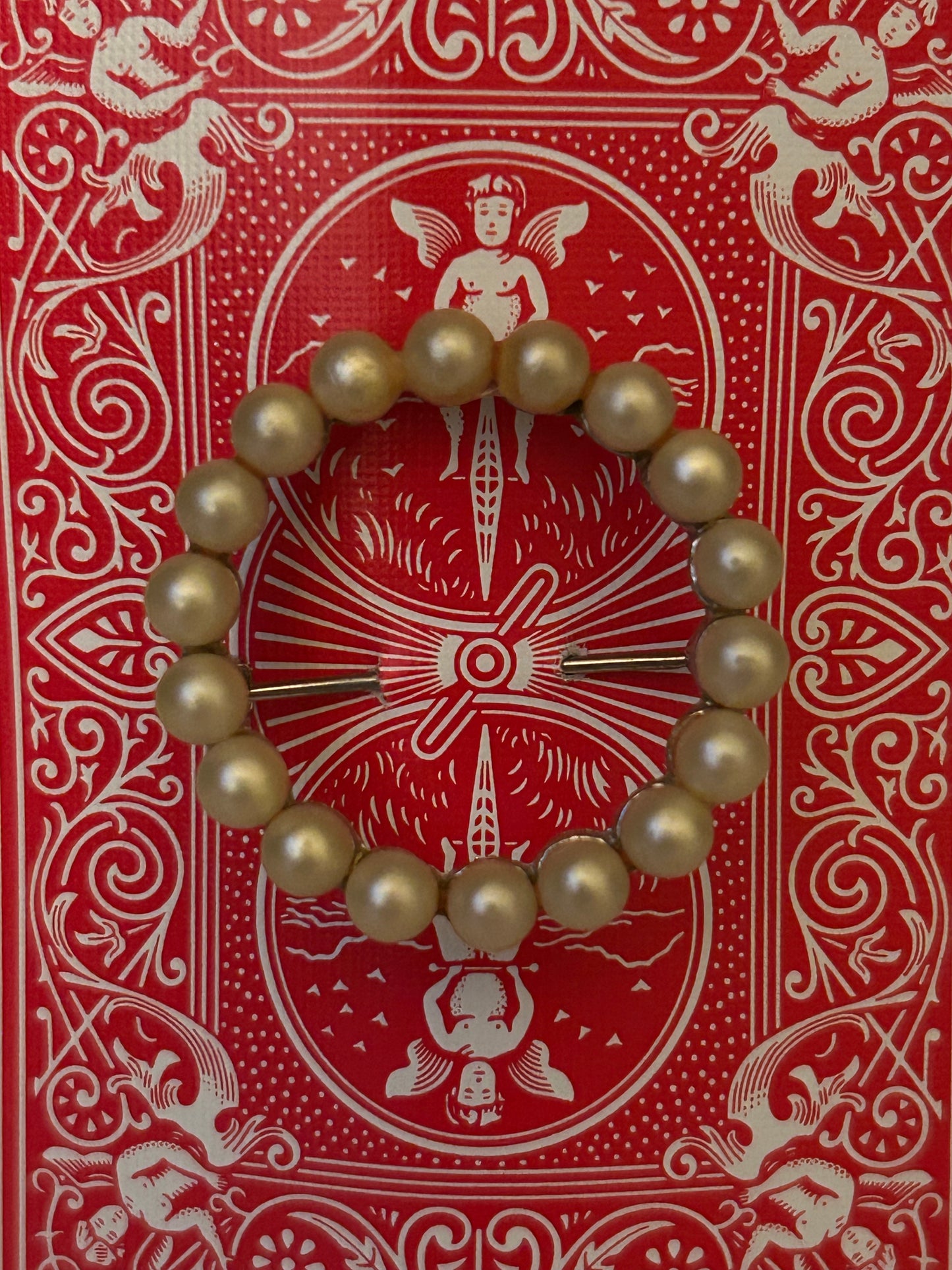Circle Vintage 50s/60s Pearl Brooch or Mini Bag Charm