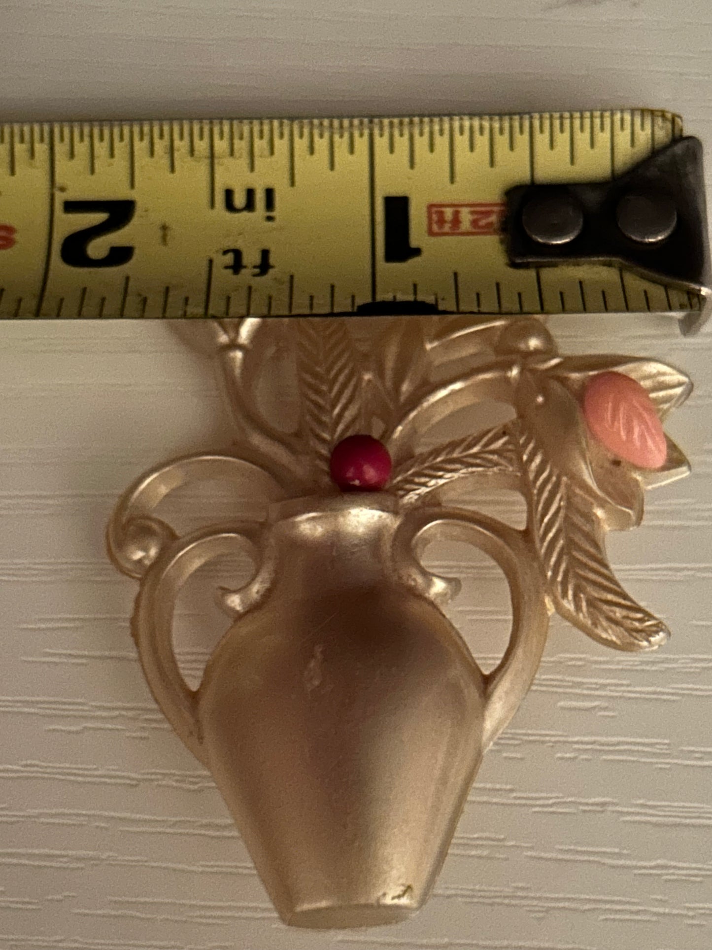 Antique 1930s / 1940s Floral Vase Brooch / Bag Pin