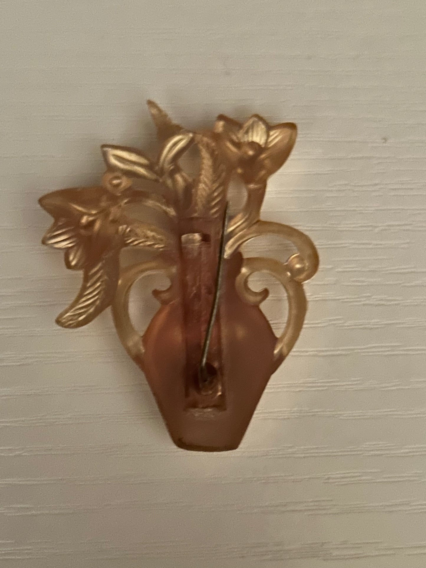 Antique 1930s / 1940s Floral Vase Brooch / Bag Pin