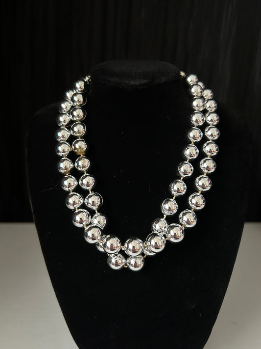 Ball Beaded Silver Vintage Unique Choker Necklace