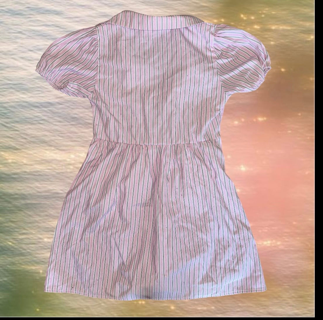 Pink Stripped Babydoll Collared Button Up