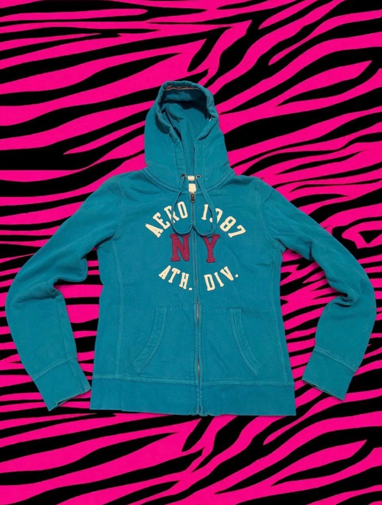 Y2K Blue Aeropostale Zip Up Hoodie Size Medium