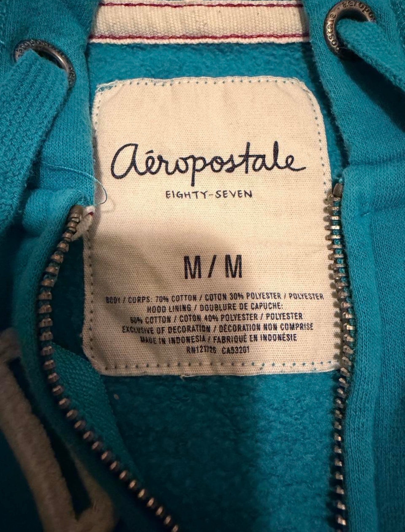 Y2K Blue Aeropostale Zip Up Hoodie Size Medium