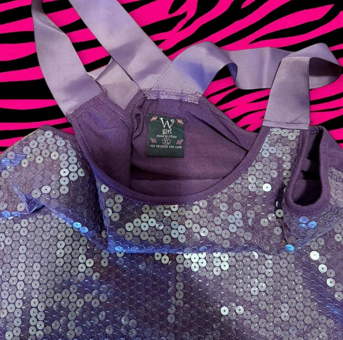 Y2K Purple Sequence Tank Top Size XL