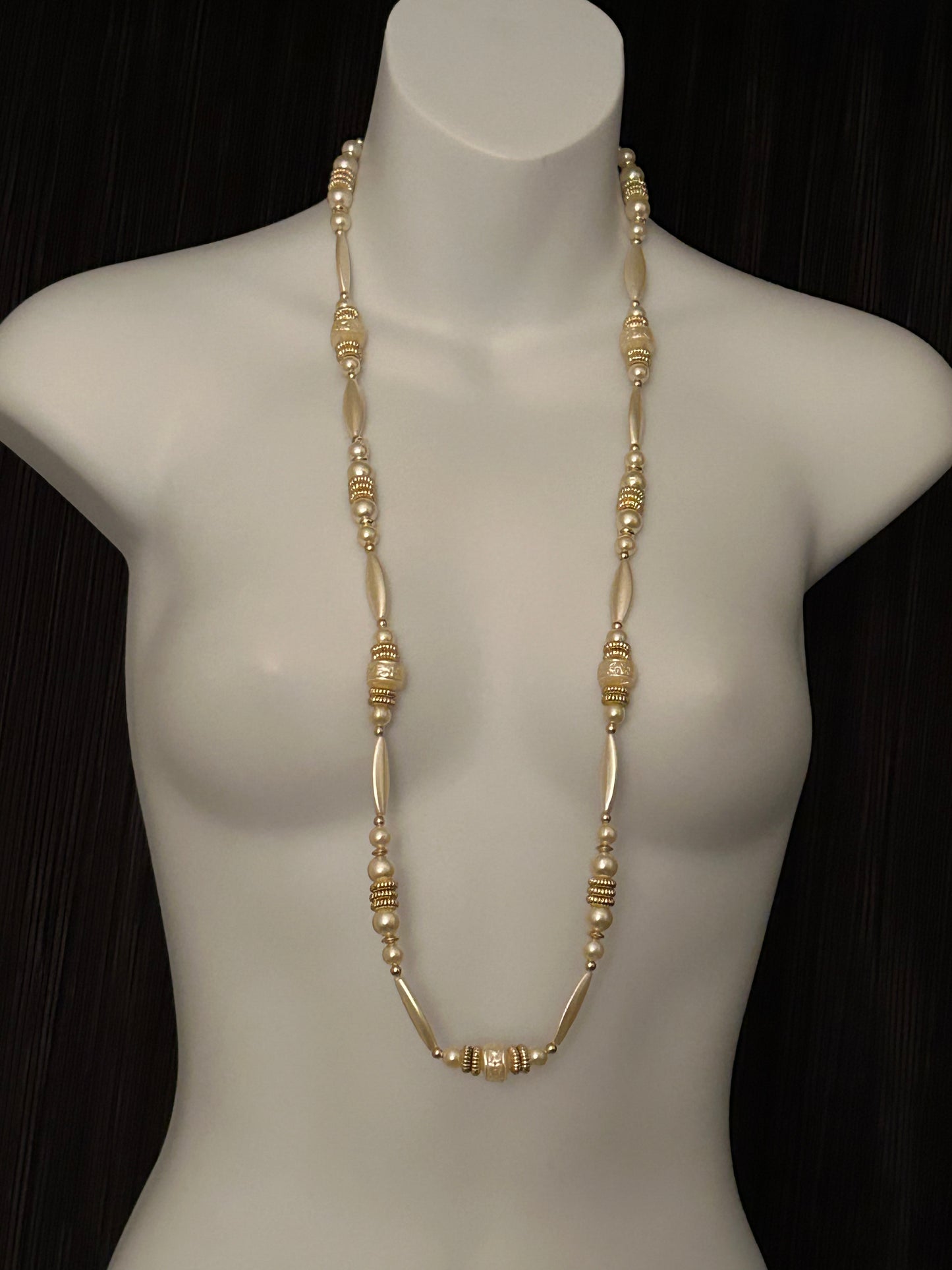 Beaded Faux Pearl 1980s Costume Whimsical Layering Necklace