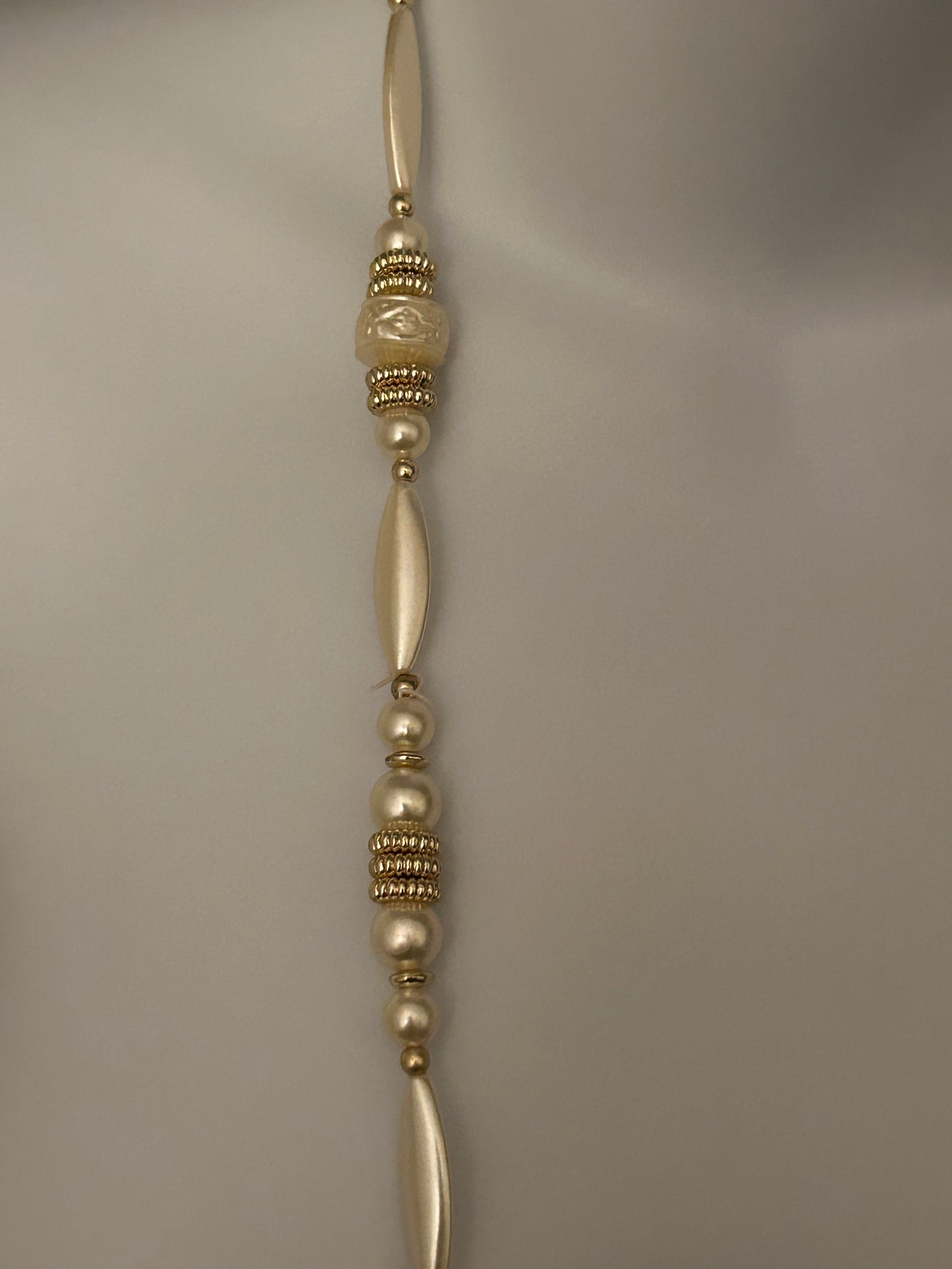 Beaded Faux Pearl 1980s Costume Whimsical Layering Necklace