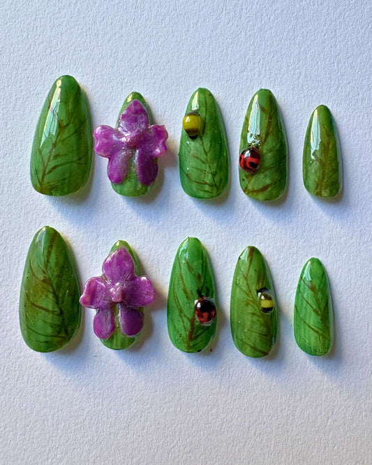Leafy Orchid Nails