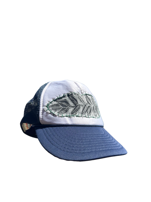 trucker hat with plant patch