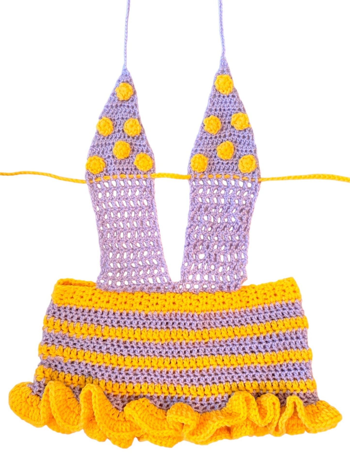 Purple/Yellow Stripes and Dots Minidress