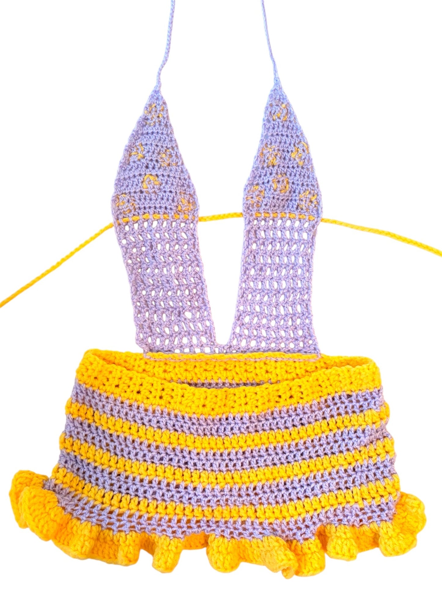 Purple/Yellow Stripes and Dots Minidress