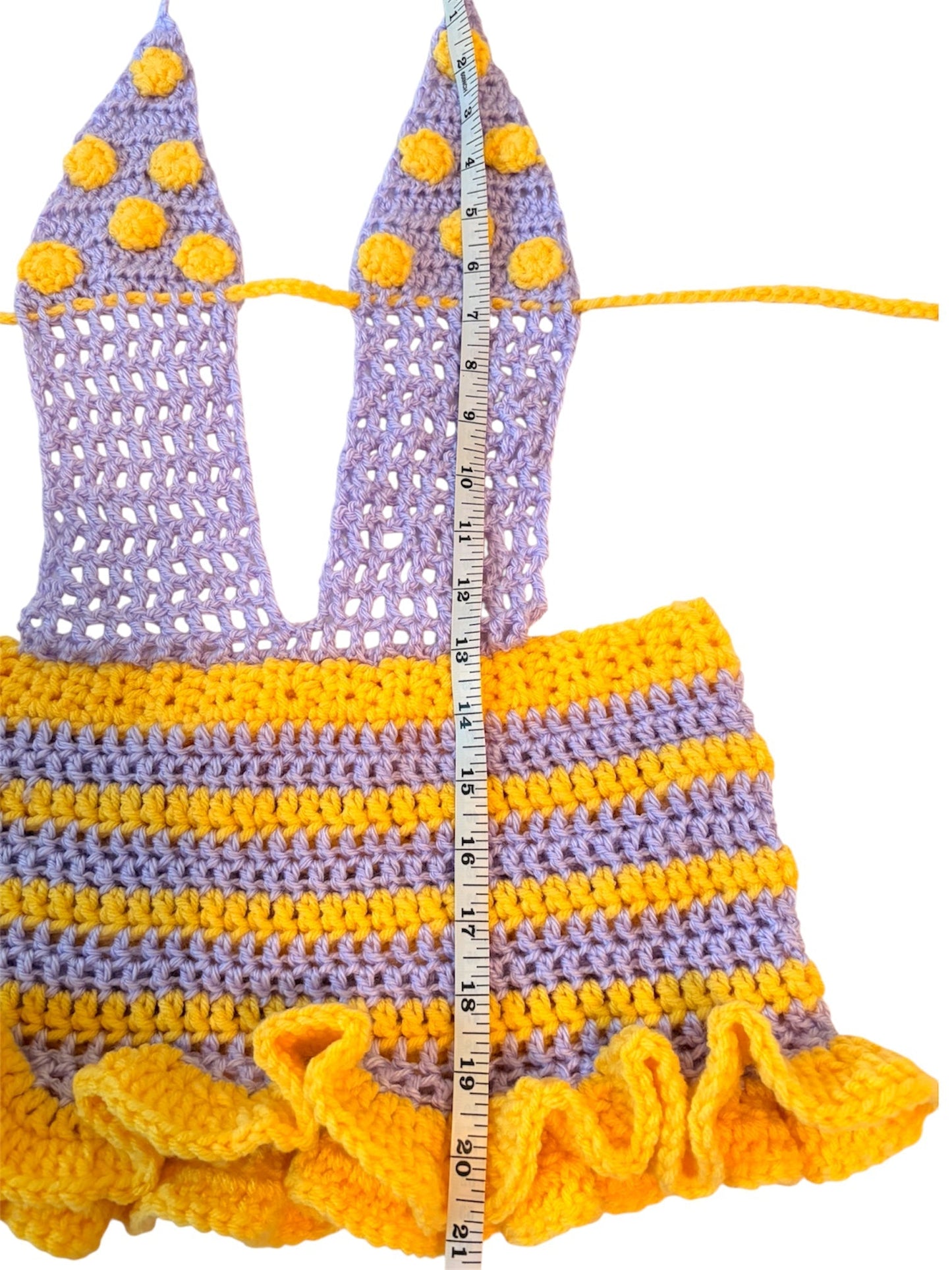 Purple/Yellow Stripes and Dots Minidress