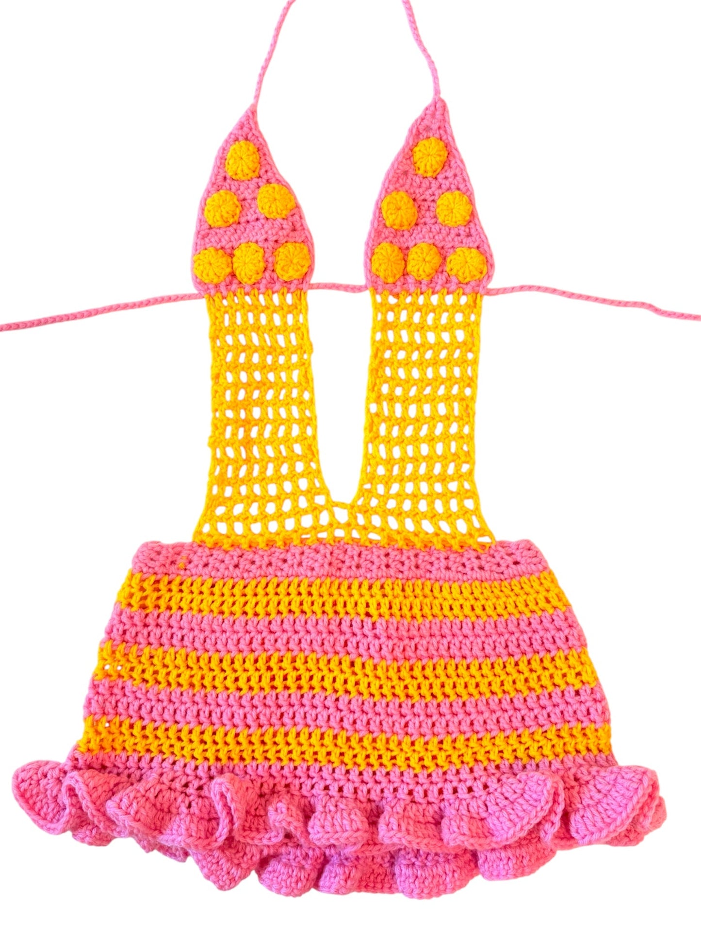 Pink/Yellow Stripes and Dots Minidress